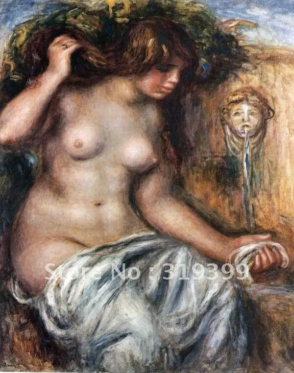 

100% handmade Oil Painting Reproduction on linen canvas,woman at the fountain by pierre auguste renoir,Museum quality,Free DHL