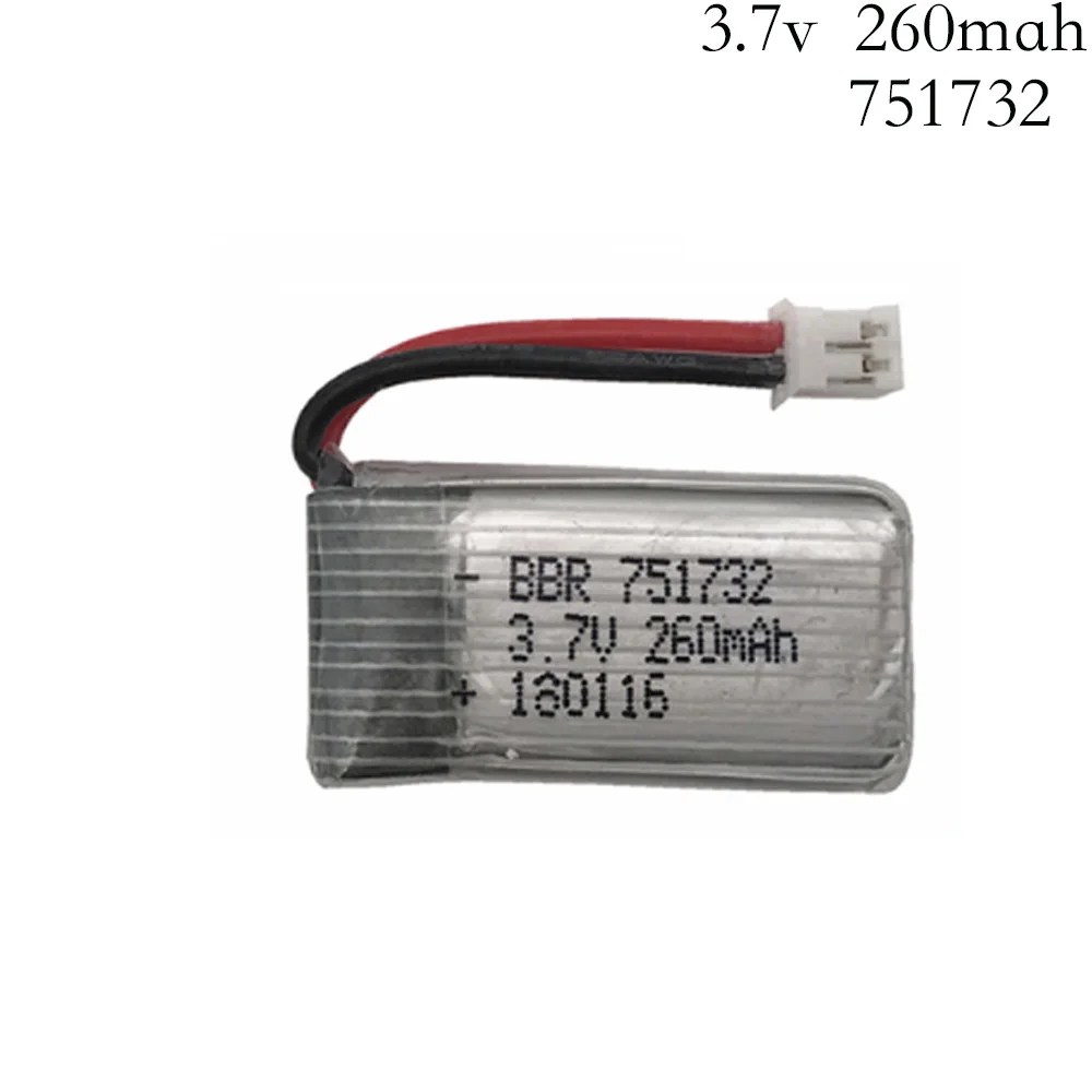 

3.7V 260mAh Lipo Battery For E010 E011 E012 E013 For Furibee F36 NH010 H36 Mini RC Quadcopter drone 751732 batteries 30C