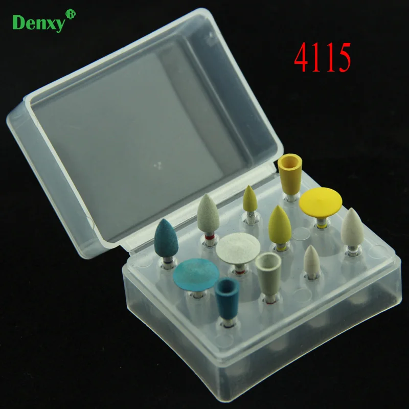 

Denxy 12 pcs/lot #4115 Dental Diamond Burs New Zirconia/All-Ceramics/Z-max Plilshing RA Polishing Kit medium fine Extra Ultra