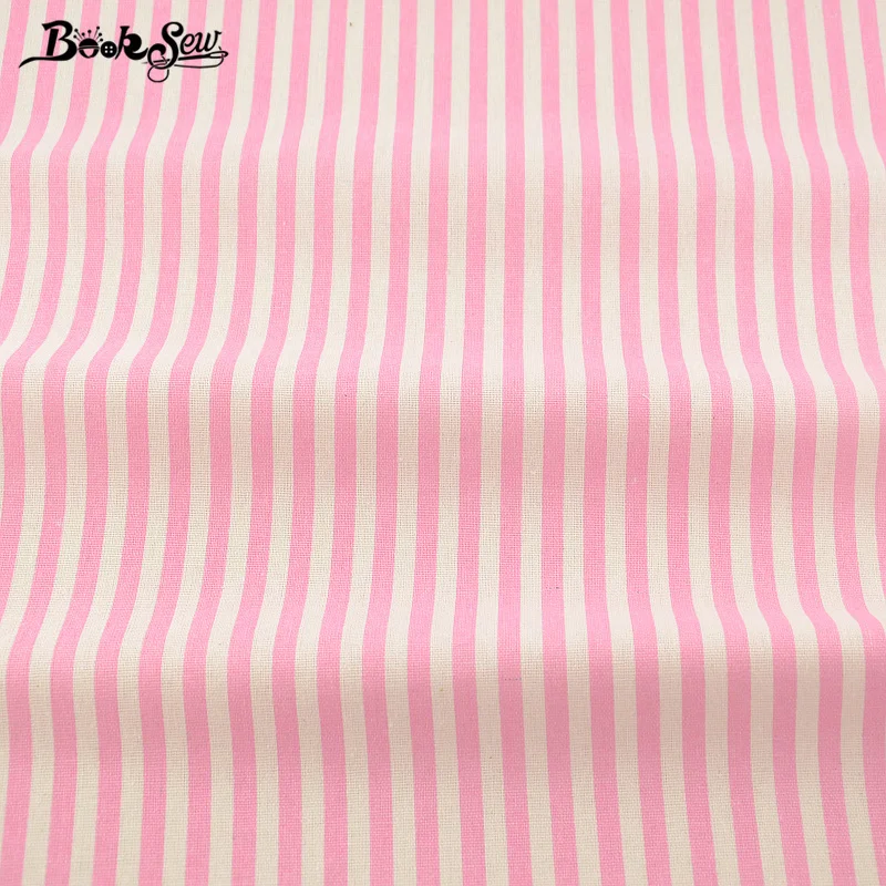 Pink Strips Design Cotton Linen Fabric  Sewing Material Tissu Tablecloth Pillow Bag Curtain Cushion Zakka Booksew Home Textile