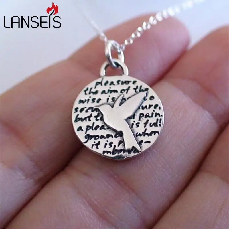 1pcs Inspirational Hummingbird Charm NecklaceCute  Animal girl Friends Pendant