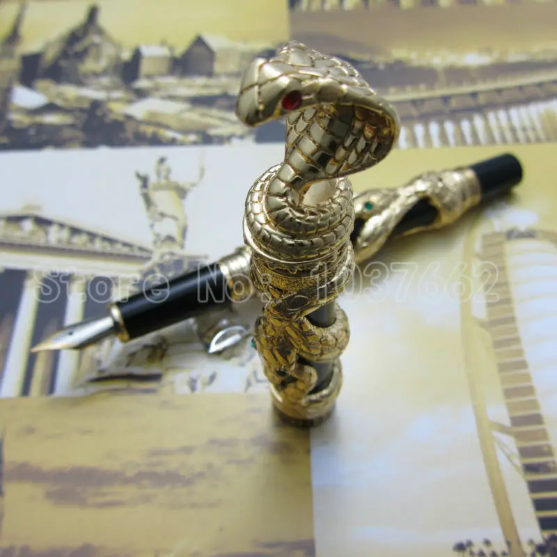 jin hao pen upscale beautiful Gold snake fountain pen nib F Nib Gift pen