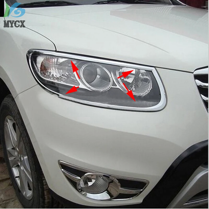 

Для HYUNDAI Santa Fe 2008 2009 2010 2011 2012 хромированная передняя фара, крышка лампы, накладка, 2 шт.