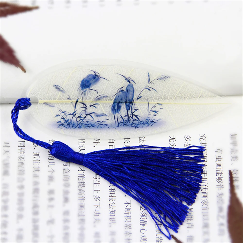 

4pcs/lot Creative Vintage Retro Chinese Ink Painting Natural Real Leaf Vein Bookmark Stationary Bookmark Office School Supplies