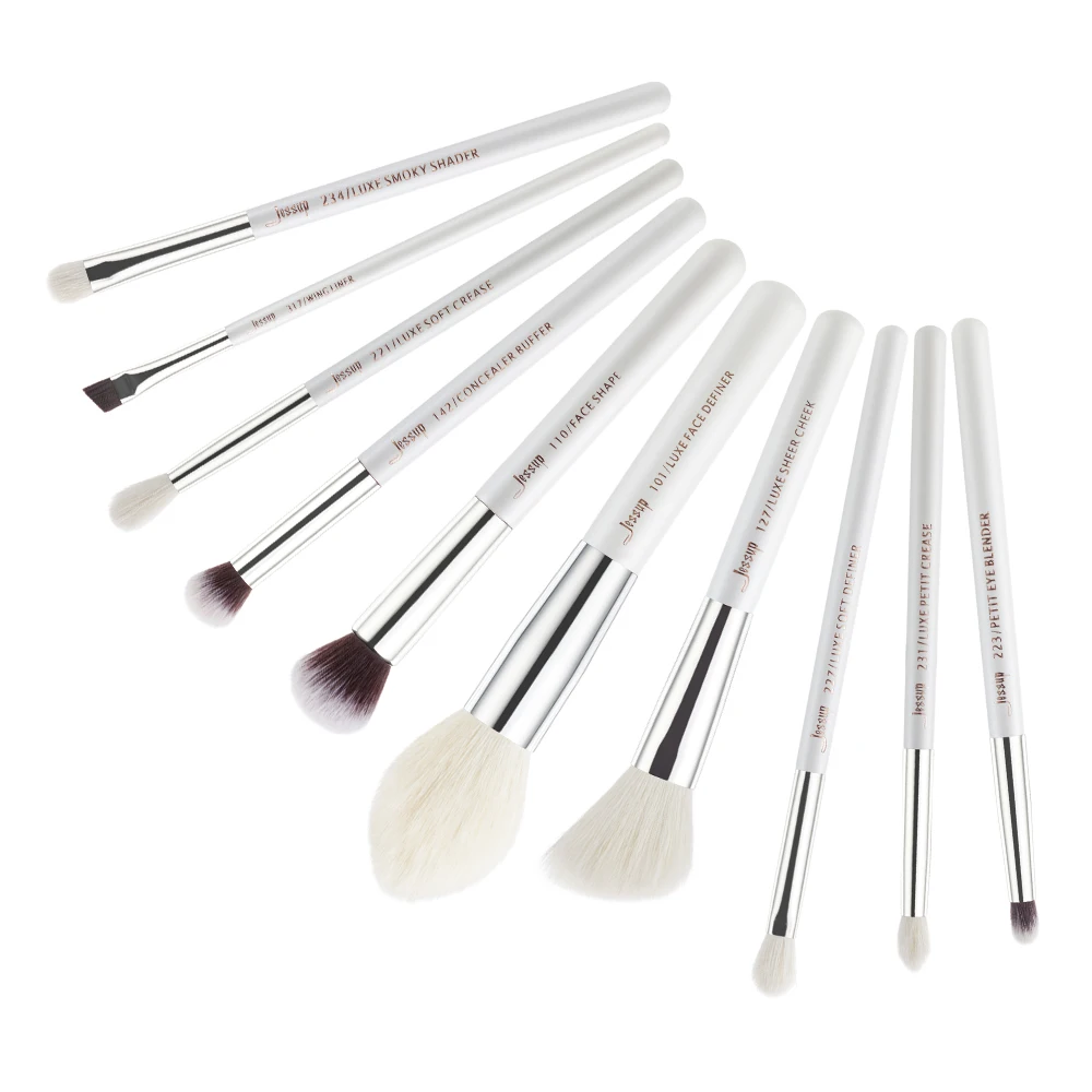 Jessup Makeup Brushes Set 10pcs Make up Brush Natural-Synthetic Beauty Tools kit Foundation Powder Definer Shader Liner Natural