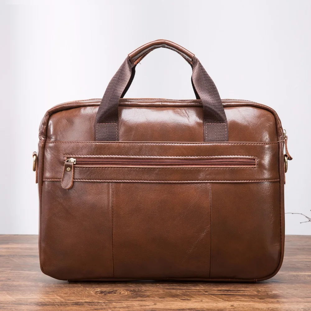 Men Oil Waxy Leather Antique Design Brown Business Briefcase 16\