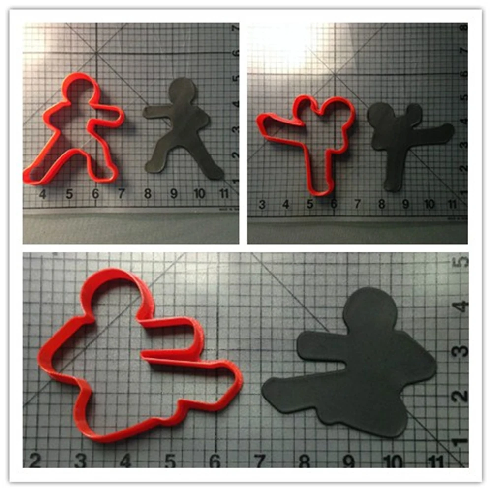 Karate Man Fondant Cupcake Top Custom Made 3D Printed Cookie Cutter Set Kitchen Accessories Cake Decoration Tools Cookie Stamp