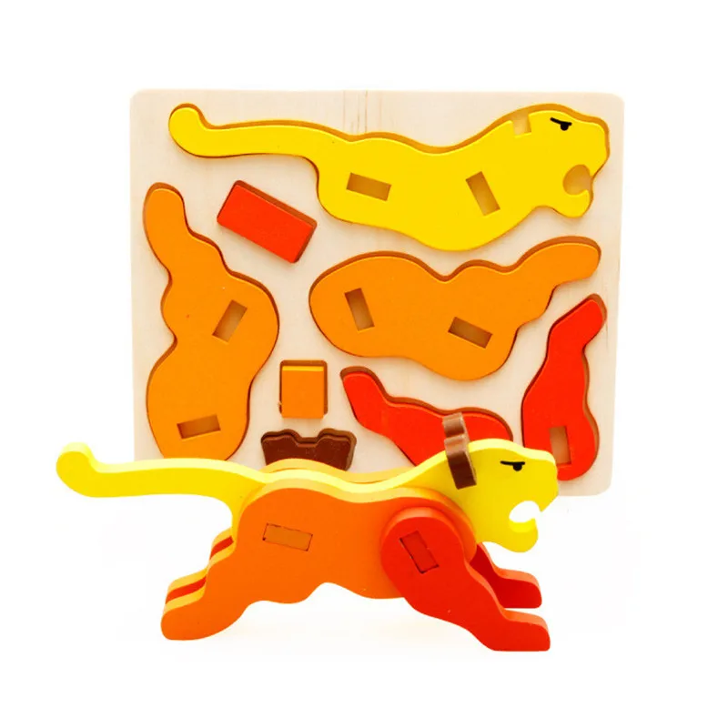 3D Dimensional puzzle Wooden Animal Jigsaw Puzzle Toys For Children DIY Baby Kids Handmade Wooden Toys