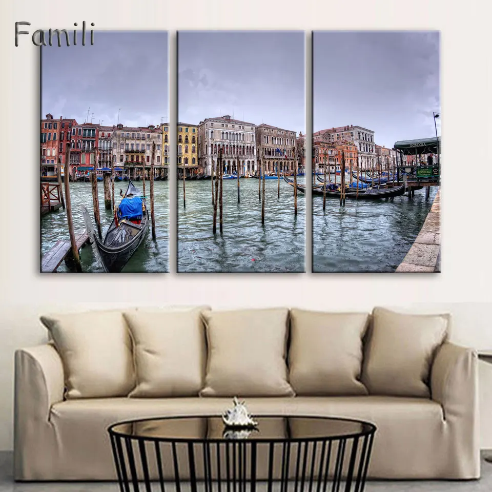 3 pieces of canvas art Rom italy night landscape on canvas HD print modern home decoration living room wall painting artwork