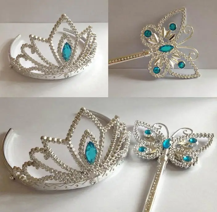 

wands crown set Christmas party girl fairy butterfly gem magic wands headwear princess COS props Favor blue gift