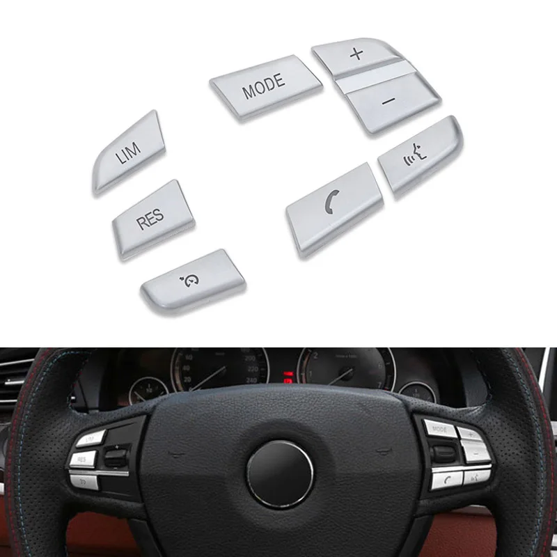 

7pcs Car Styling Steering Wheel Button Switch Covers Trim for BMW 1 2 3 4 5 7 Series X1 X3 X5 F10 F20 F30 F34 F25 E70