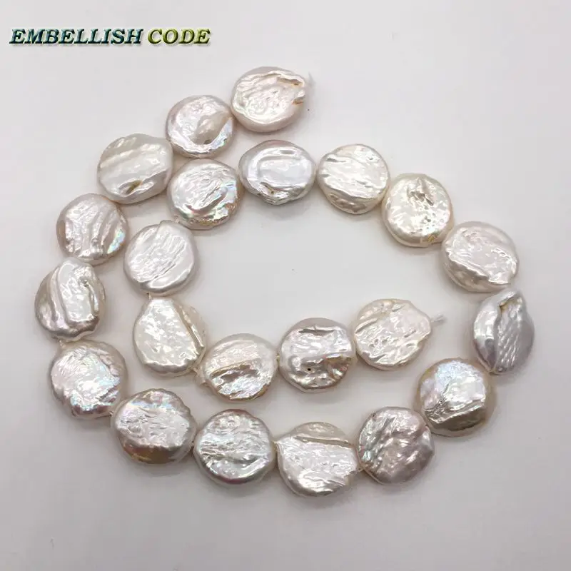 DIY pearl beads on sales white 18.5mm flat round teardrop shape Strand (about 22pcs/lot) natural real Freshwater pearls