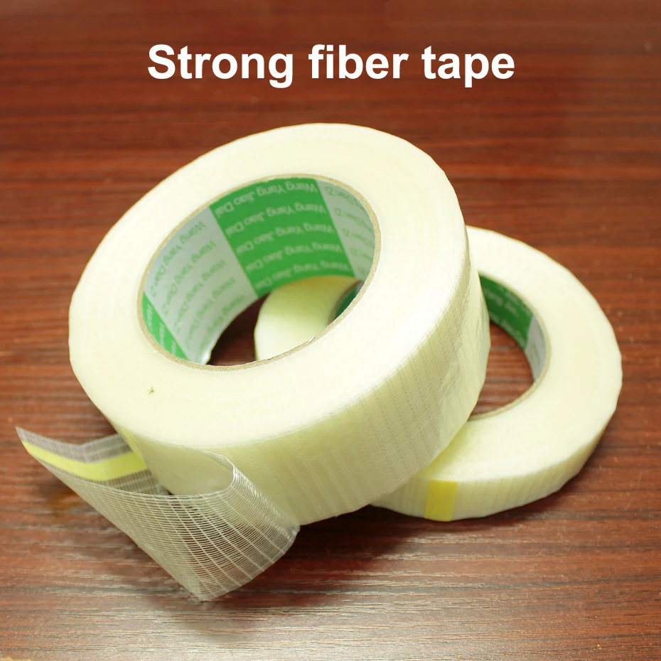 50m Glass fiber tape Transparent battery pack mesh fiber tape Aircraft model fixed strong single-sided strip tape translucent