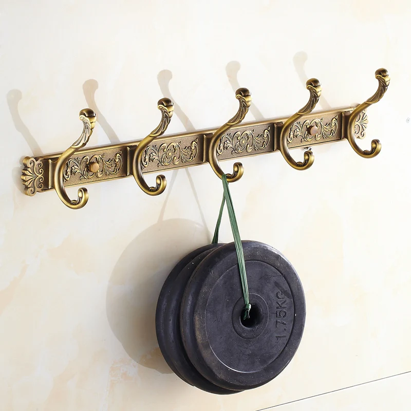 Robe Hooks Antique Zinc Alloy 3/4/5/6Wall Hook Single Clothes Hanger Towel Hooks Bathroom Accessories Decorative Coat Door Hooks