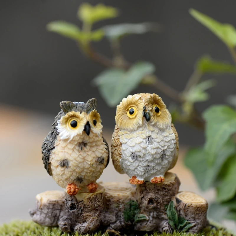 Cute Owl Mini Dollhouse Bonsai Craft Garden Ornament DIY Plant Pots Fairy Garden