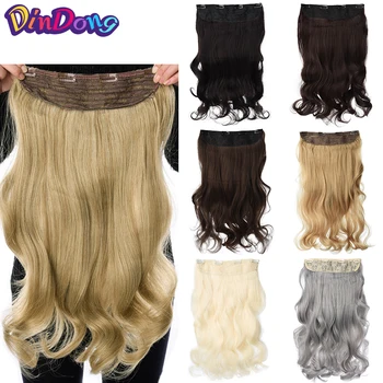 DinDong 24 inch Synthetische Clip in Haar Extensions 19 Farben Verfügbar Blonde Grau Hitzebeständige Faser 190G