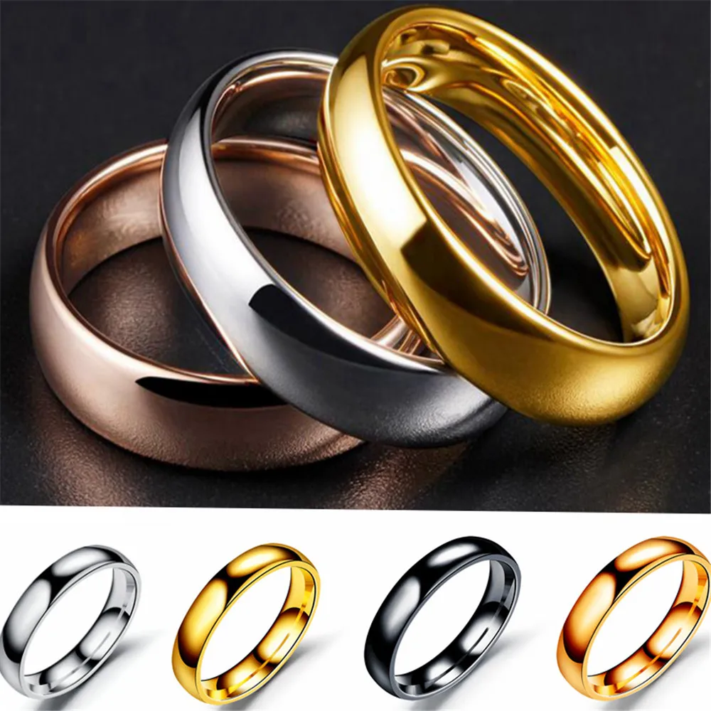 316L Stainless Steel Smooth Src Simple Colorless Couple Ring