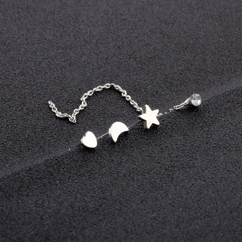 أقراط نسائية متعددة العناصر ، أقراط على شكل قلب خوخي ، نجوم ، قمر ، بيع بالجملة ، أزياء بانك ، مجموعة جديدة 2017