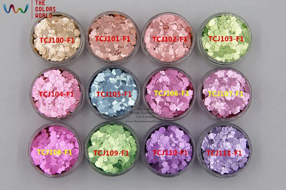 

TCT-034 Flower shape Pearlescent Crystal 12 Colors Metallic luster Mix Size Nail Glitter For Nail Gel Polish DIY Art Decoration