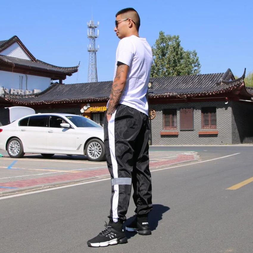 High Street Sportswear Joggers Men Pants Hip Hop Style Dance Trousers Night Club Pantalon Homme Couple Reflective SweatPants