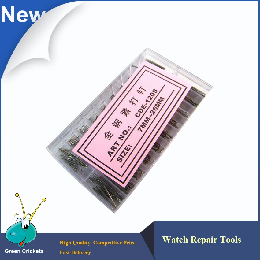 200pcs/box Dia 1.2mm  7mm~26mm Assort Size Watch Band Clasp Tube with Rivet,Watch Repair Parts Band Link Friction Pins