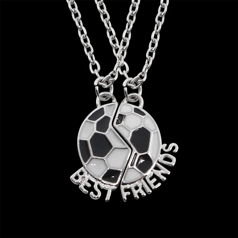 Trendy BEST FRIENDS Necklace Football Friendship Pendant Two Parts Splicing Enamel Soccer Necklaces Women Men Gift Dropshipping