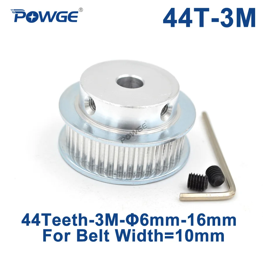 POWGE Arc Tooth 44 Teeth 3M Synchronous Pulley Bore 6/8/10/12/14/15/16mm for Width 10mm 3M Timing belt HTD3M wheel 44Teeth 44T