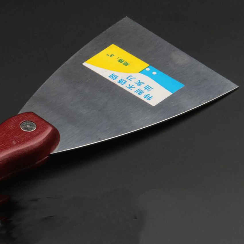 Cuchillo de masilla de acero inoxidable grueso, herramientas de decoración con mango de madera maciza, raspador de espejo pulido, 1, 2, 3, 4 y 5 pulgadas