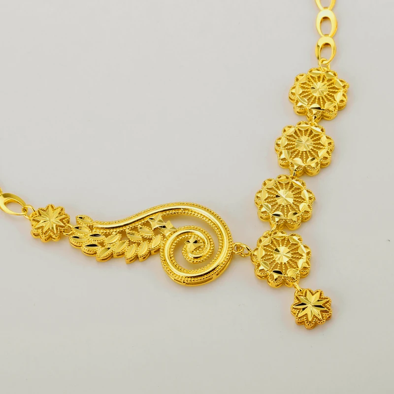 Ethiopian Dubai Necklace/Earring Sets for Women/Girls Gold Color Small Flowers Arab/African Jewelry Party Gifts