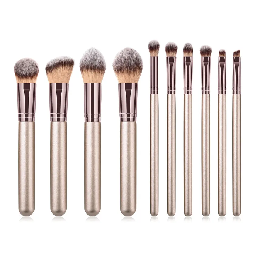 SAIANTTH 10pcs coffee tube makeup brushes set wooden handle high quality blush powder foundation eyeshadow eyeliner maquiagem