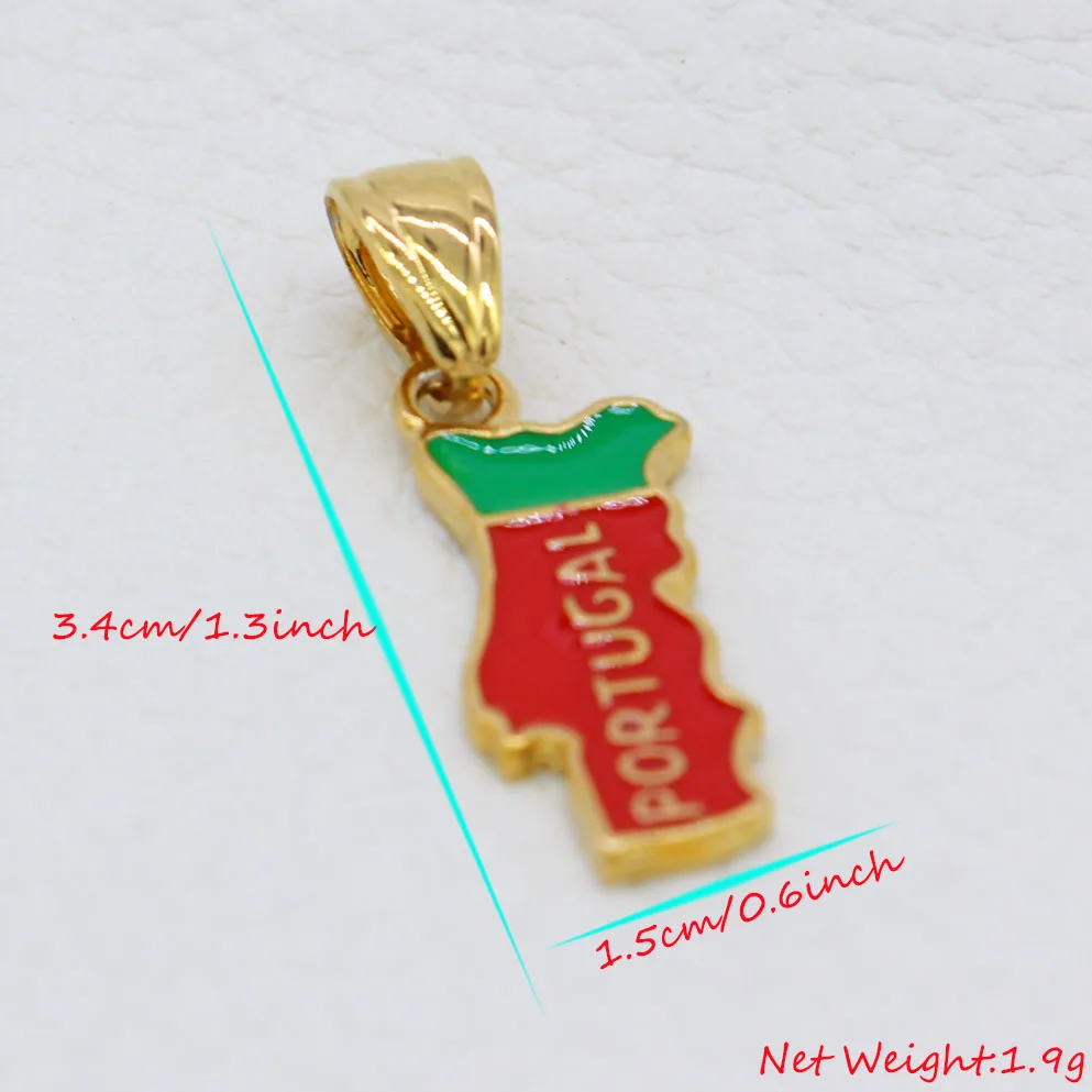 Adixyn Gold Color Portugal Map Pendant Necklace Male Chain Vintage Copper Necklace For Women N12163 view 2