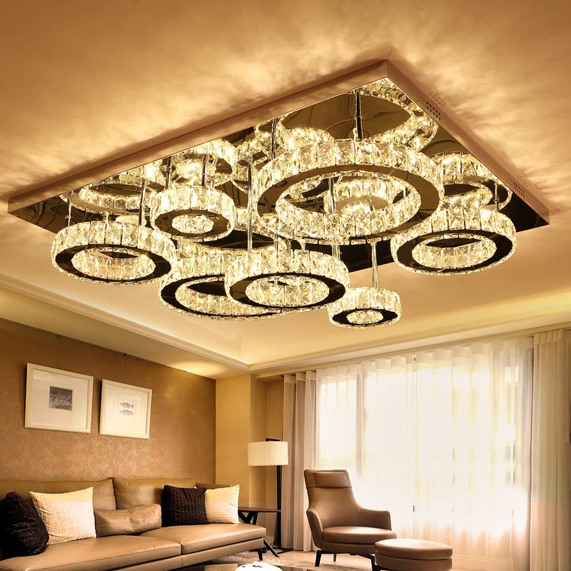 IWHD Modern ceiling Lamps Tricolor dimming LED Ceiling Lighting Fixtures Plafonnier Bedroom K9 Crystal Lampara DeTecho