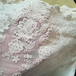 Good quality embroidered flower lace trimming cotton floral mesh embroidery lace applique beige/white/black X150