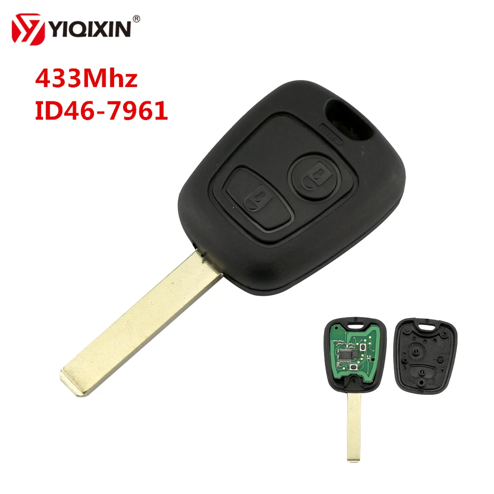 

YIQIXIN 2 Button Remote Key (No Slot) 433Mhz VA2 Blade For Peugeot 307 For Citroen C1 C3 Transponder Chip ID46 Smart Control key