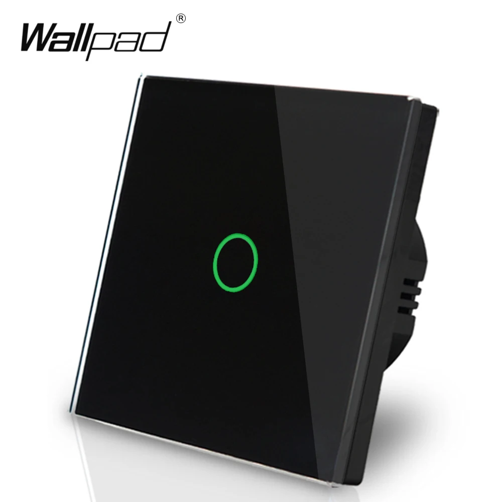 EU Standard Wallpad Black Touch Control Switches 1 Gang 2 Way Crystal Glass Panel Wall Touch Switch LED Indicator