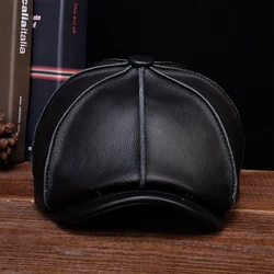 HL058 MEN'S Genuine Leather Baseball Cap Hat Brand New Real Leather Beret Caps Hats