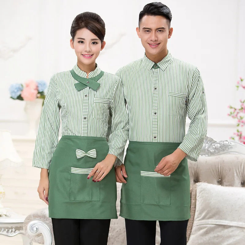 โรงแรมWorkwear Fast Food ShopชุดCafe Overallsแขนยาวหม้อCatering Breathable Waiterแจ็คเก็ตH2378