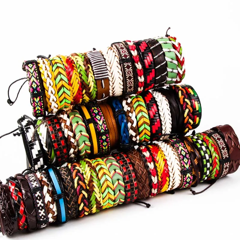 Batch 30 pieces mixed a variety of styles bracelets men and women woven simple hand-made vintage bracelet jewelry gift