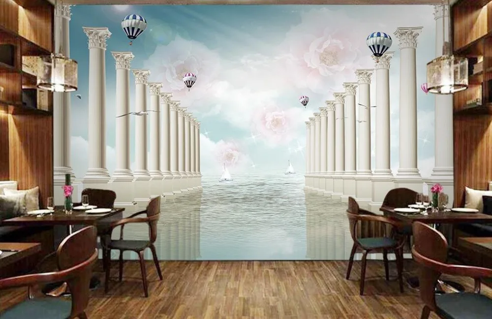 

3d mural wallpaper Rose Roman columns Photo wallpaper custom wallpaper TV setting wall of sitting room sofa