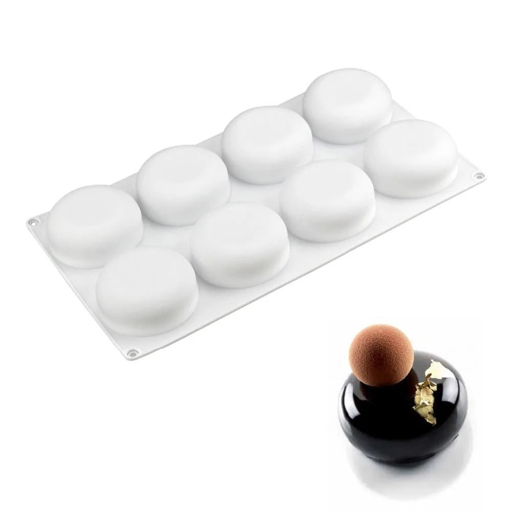 8 Hole Round Shape Cake Silicone Mold for DIY Bread Chocolate Dessert Brownies Baking Mould