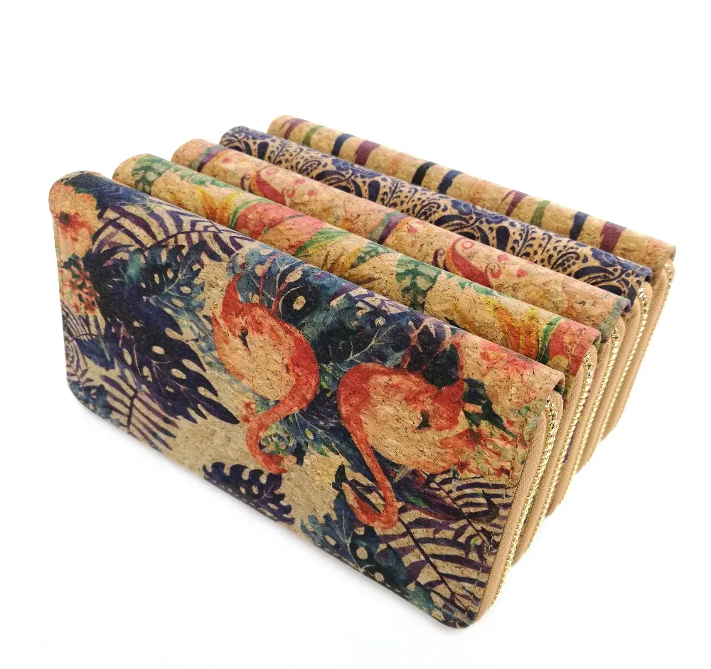 TROPICAL FLAMINGO PATTERN WOMEN CORK WALLETS FOR VEGAN