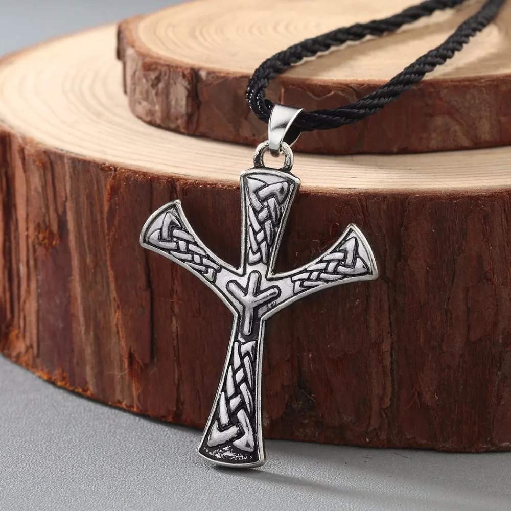 Nostalgia Viking Rune ALGIZ Runic Runes Amulet Pendant Neckless Jewlery Tibetan Silver Plated