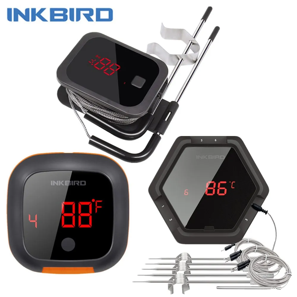 IBT 2X 4XS 6X 3 rodzaje żywności gotowanie Bluetooth bezprzewodowy Grill termometr IBT-6XS sondy i zegar do piekarnika mięso Grill darmowa aplikacja kontrola