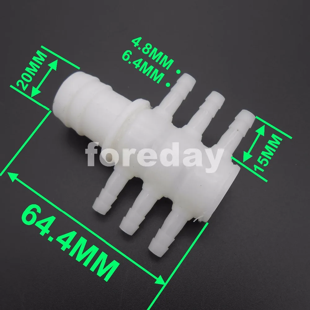 100PCS X 20mm 1 inlet 6 outlets exhaust air gas water pipe tap for Aquarium fish 6 WAYS tower-type > 100 degrees 6MM *FD209X100