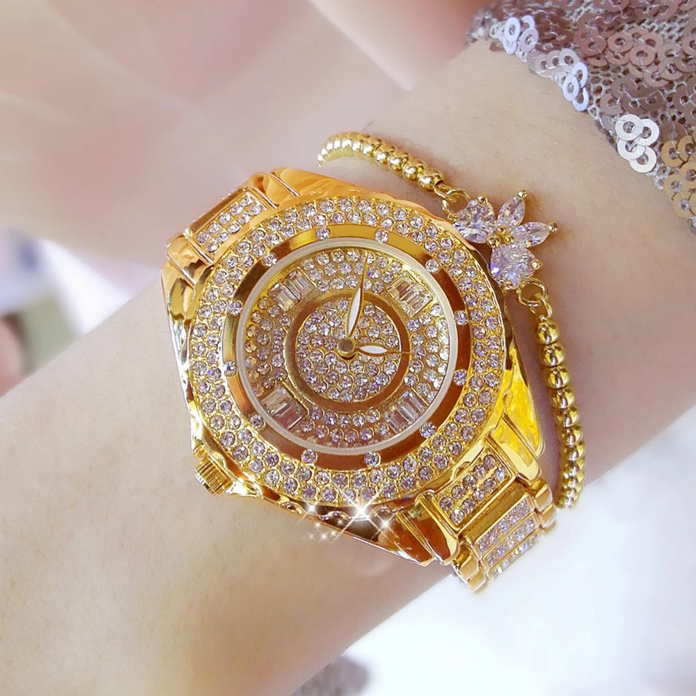 2019 Creative Luxury European Style Rhinestone Watch Stainless Steel Elegant Big Dial Women Watch Casual Dress Female wristwatch