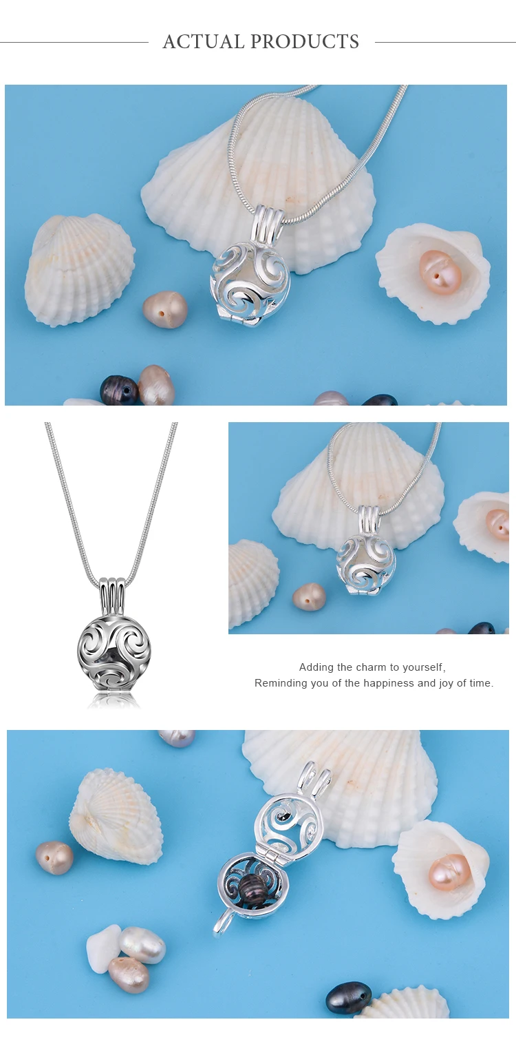 EUDORA Perle Käfig Silber Farbe Medaillon Parfüm Aroma Ätherisches Öl Diffusor Halskette 8mm Medaillon Anhänger Für DIY Schmuck – Detail 3