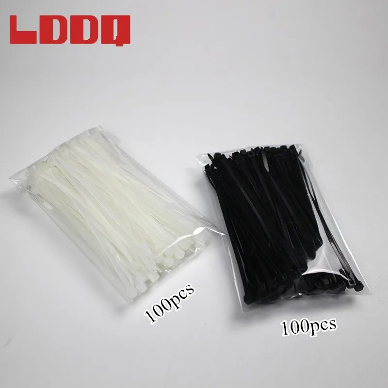 

LDDQ100/200Pcs High Quality National Standard Self-locking Nylon Plastic Cable Ties 4*200mm Wire Zip Tie Width 2.8mm black white