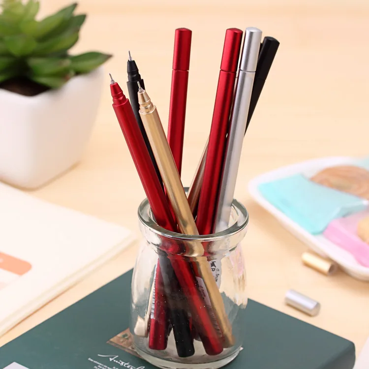 1 Pcs Metal-like Texture Feel Neutral Pen Creative Pen Student\'s Black Signature Pen Korean Stationery and Office Supplies