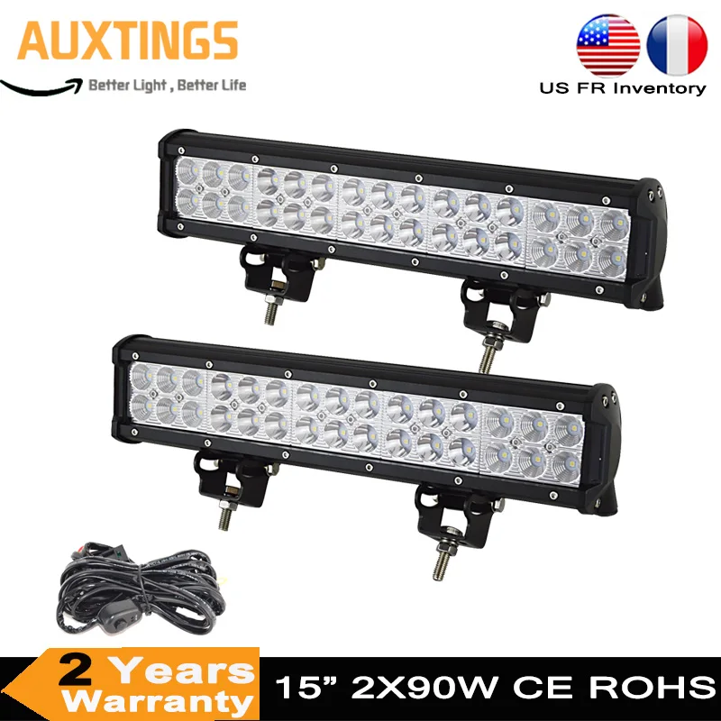 

2PCS 15inch 90W COMBO Offroad Led work Light bar 12 volt led driving light for Off Road car light bar pickup 4wd 4x4 car