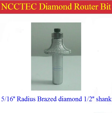 Broca de roteador de soldagem a vácuo com raio de diamante r8 5/16 pol. com haste de 1/2 "| ferramentas de borda de lajes de mármore, granito